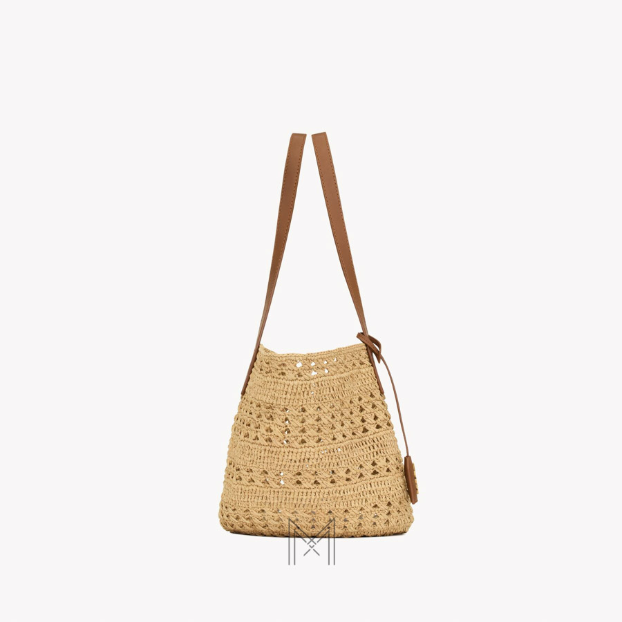 Túi xách YSL Panier in Raffia màu be chính hãng MHHY015 2026 Túi xách YSL Panier in Raffia màu be chính hãng MHHY015 2026