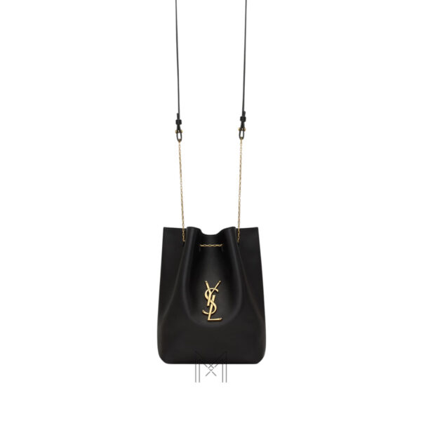 Túi xách đeo chéo YSL Pochon màu đen logo vàng chính hãng MHHY019