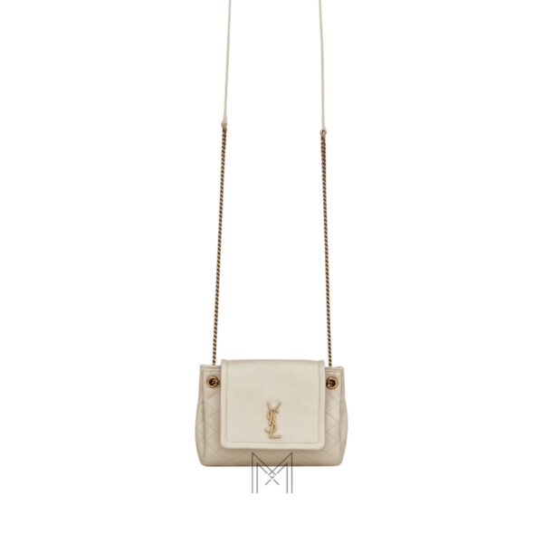 Túi đeo chéo mini YSL Nolita màu trắng kem chính hãng MHHY013