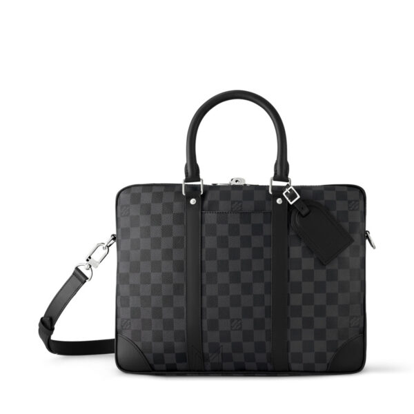 Cặp Xách Tay LV Porte-Documents Voyage Đen Họa Tiết Damier Canvas Auth MN061