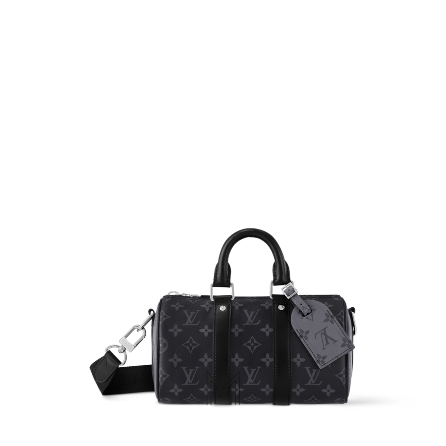 Túi Xách Trống LV Keepall Bandoulière 25 Đen Phối Xám Monogram MN026 2026 Túi Xách Trống LV Keepall Bandoulière 25 Đen Phối Xám Monogram MN026 2026