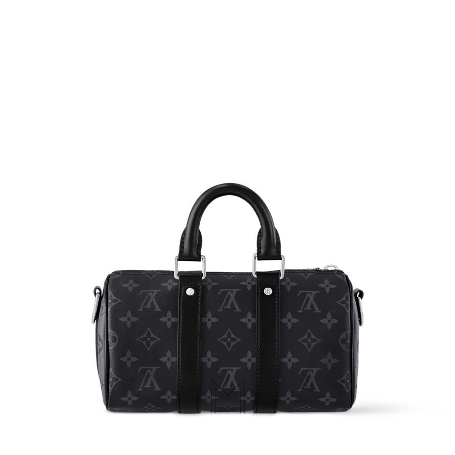 Túi Xách Trống LV Keepall Bandoulière 25 Đen Phối Xám Monogram MN026 2026 Túi Xách Trống LV Keepall Bandoulière 25 Đen Phối Xám Monogram MN026 2026