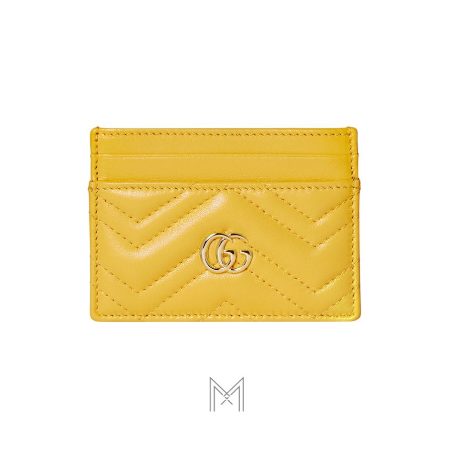 Ví ngắn Gucci da nappa matelassé chevron màu vàng MVG92 2026 Ví ngắn Gucci da nappa matelassé chevron màu vàng MVG92 2026