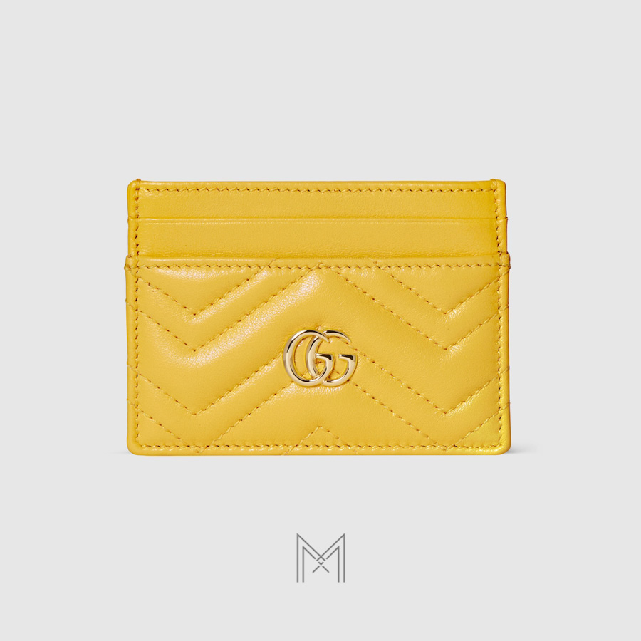 Ví ngắn Gucci da nappa matelassé chevron màu vàng MVG92 2026 Ví ngắn Gucci da nappa matelassé chevron màu vàng MVG92 2026