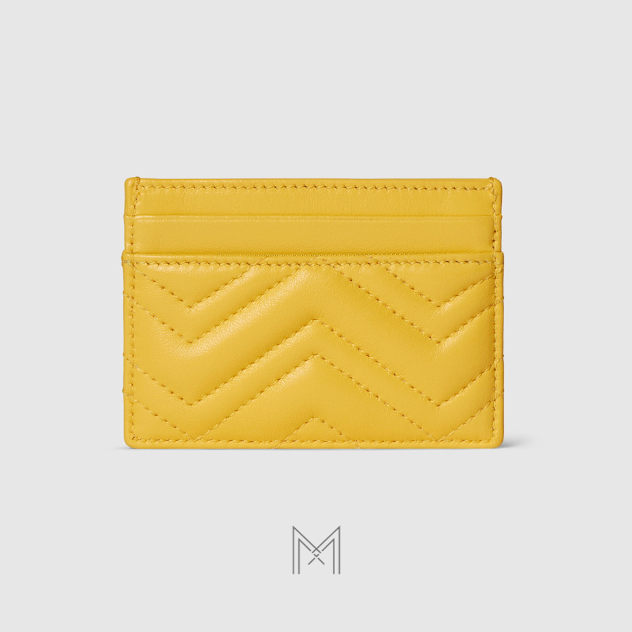 Ví ngắn Gucci da nappa matelassé chevron màu vàng MVG92 2026 Ví ngắn Gucci da nappa matelassé chevron màu vàng MVG92 2026