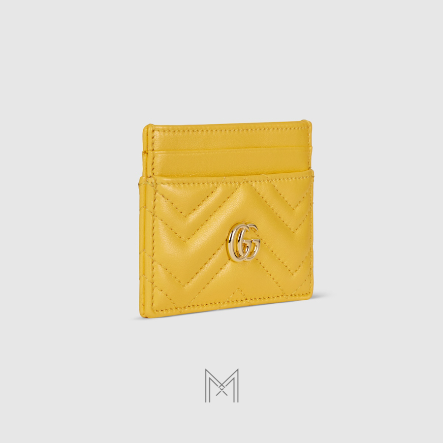 Ví ngắn Gucci da nappa matelassé chevron màu vàng MVG92 2026 Ví ngắn Gucci da nappa matelassé chevron màu vàng MVG92 2026
