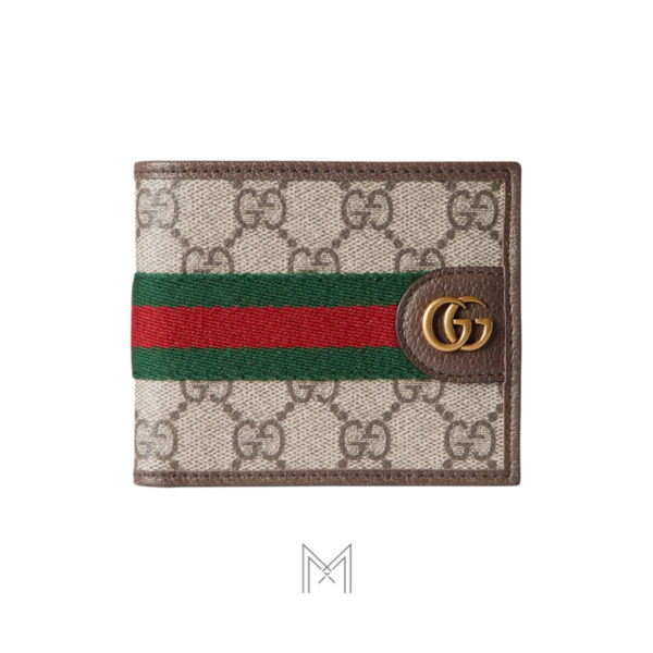 Ví gập đôi Gucci phối màu da canvas monogram chính hãng MVG14