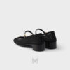 Giày búp bê cao gót Prada Mesh Fabric màu đen logo vàng chính hãng MHNP100 2026 Giày búp bê cao gót Prada Mesh Fabric màu đen logo vàng chính hãng MHNP100 2026