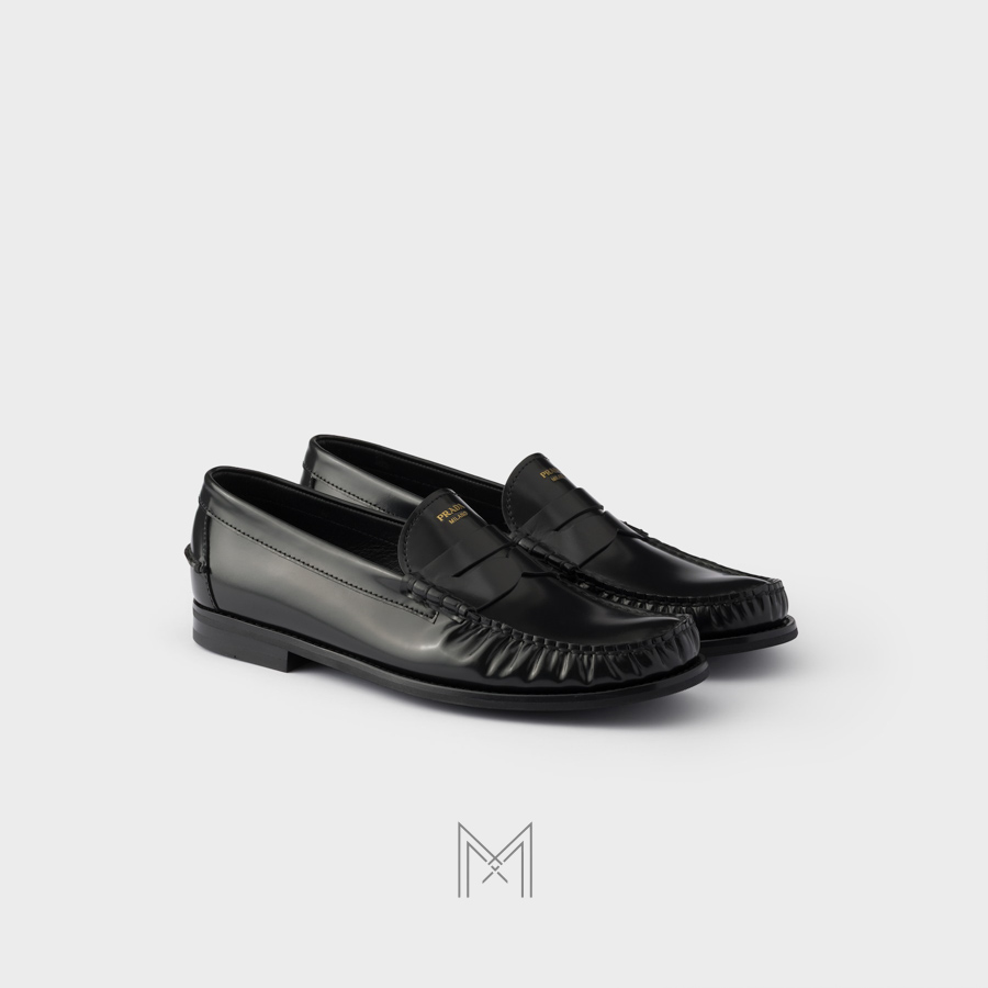 Giày loafer Prada Brushed leather màu đen chính hãng MHNP069 2026 Giày loafer Prada Brushed leather màu đen chính hãng MHNP069 2026