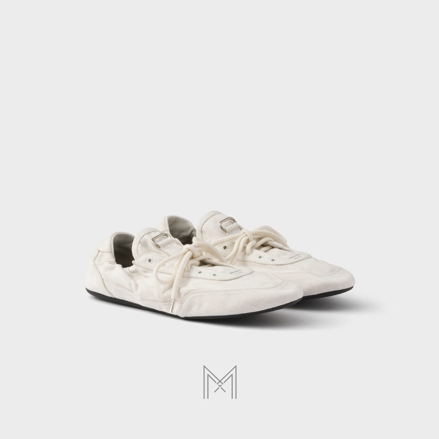 Giày đế bệt Prada Collapse Canvas màu trắng chính hãng MHNP121 2026 Giày đế bệt Prada Collapse Canvas màu trắng chính hãng MHNP121 2026