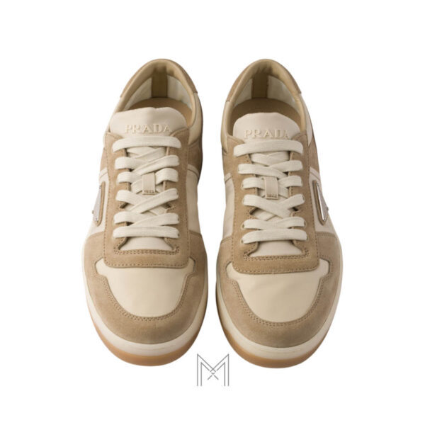 Giày thể thao Prada Downtown Re-Nylon and Suede màu be chính hãng MHNP068