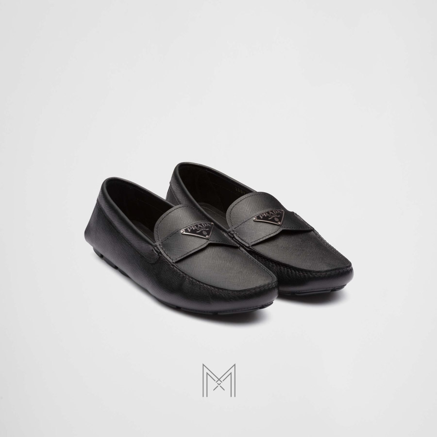 Giày Moca Prada Saffiano leather Driver màu đen chính hãng MHNP014 2026 Giày Moca Prada Saffiano leather Driver màu đen chính hãng MHNP014 2026