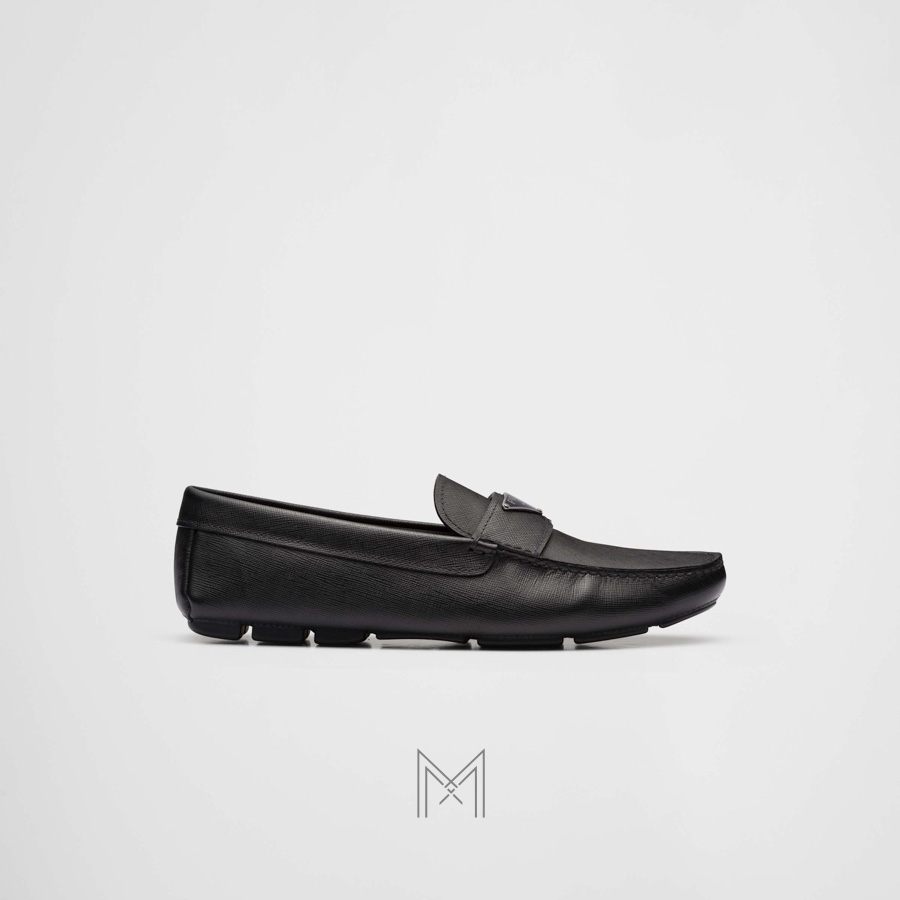 Giày Moca Prada Saffiano leather Driver màu đen chính hãng MHNP014 2026 Giày Moca Prada Saffiano leather Driver màu đen chính hãng MHNP014 2026