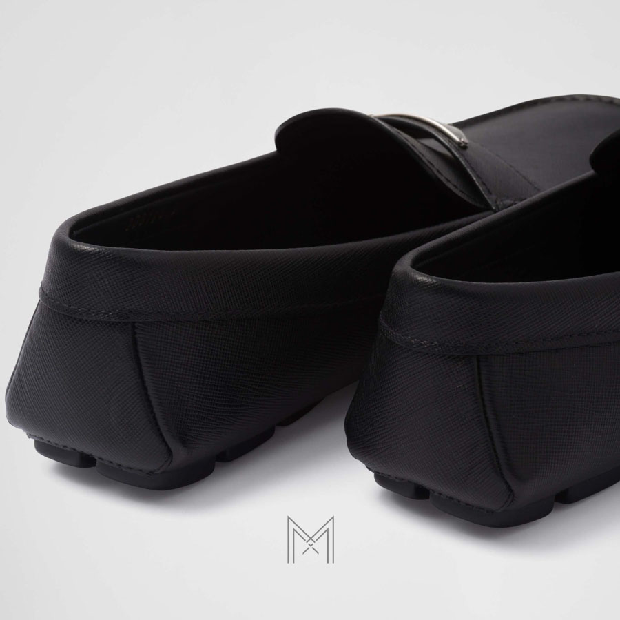 Giày Moca Prada Saffiano leather Driver màu đen chính hãng MHNP014 2026 Giày Moca Prada Saffiano leather Driver màu đen chính hãng MHNP014 2026