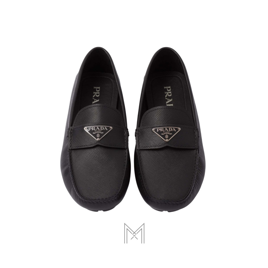 Giày Moca Prada Saffiano leather Driver màu đen chính hãng MHNP014 2026 Giày Moca Prada Saffiano leather Driver màu đen chính hãng MHNP014 2026