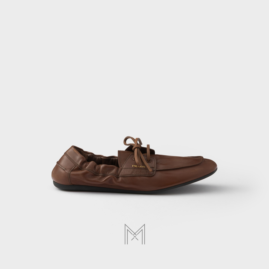 Giày đế bệt Prada Shuffle Antiqued Leather màu nâu chính hãng MHNP110 2026 Giày đế bệt Prada Shuffle Antiqued Leather màu nâu chính hãng MHNP110 2026