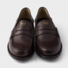 Giày loafer Prada da màu nâu đậm hàng hiệu chính hãng MHNP072 2026