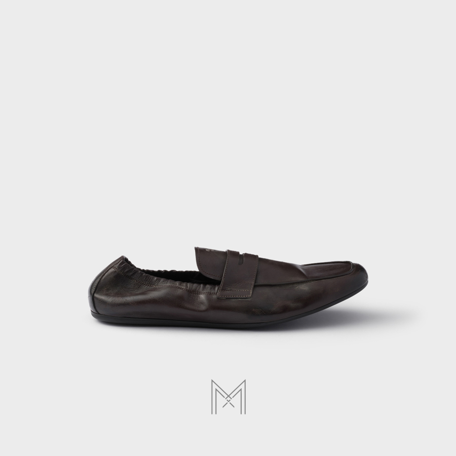 Giày Moca Prada Shuffle Antiqued leather màu nâu đậm chính hãng MHNP074 2026 Giày Moca Prada Shuffle Antiqued leather màu nâu đậm chính hãng MHNP074 2026