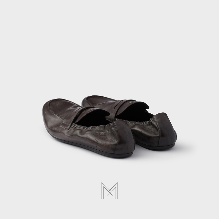 Giày Moca Prada Shuffle Antiqued leather màu nâu đậm chính hãng MHNP074 2026 Giày Moca Prada Shuffle Antiqued leather màu nâu đậm chính hãng MHNP074 2026