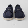 Giày Moca Prada da lộn màu xanh navy authentic MHNP049 2026