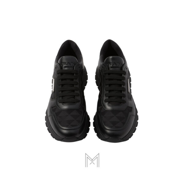 Giày thể thao Prada Leather and Re-Nylon High-top màu đen authentic MHNP058