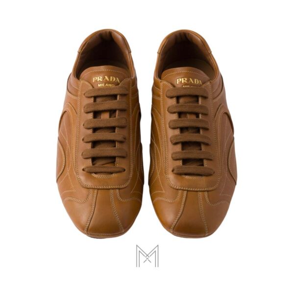 Giày Prada Montecarlo Re-Edition 2005 antiqued nappa leather màu nâu chính hãng MHNP035