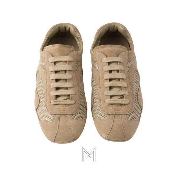 Giày Prada Montecarlo Re-Edition 2005 suede and mesh màu be chính hãng MHNP037