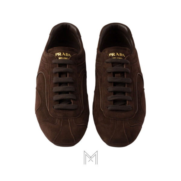 Giày Prada Montecarlo Re-Edition 2005 suede and mesh màu nâu chính hãng MHNP040
