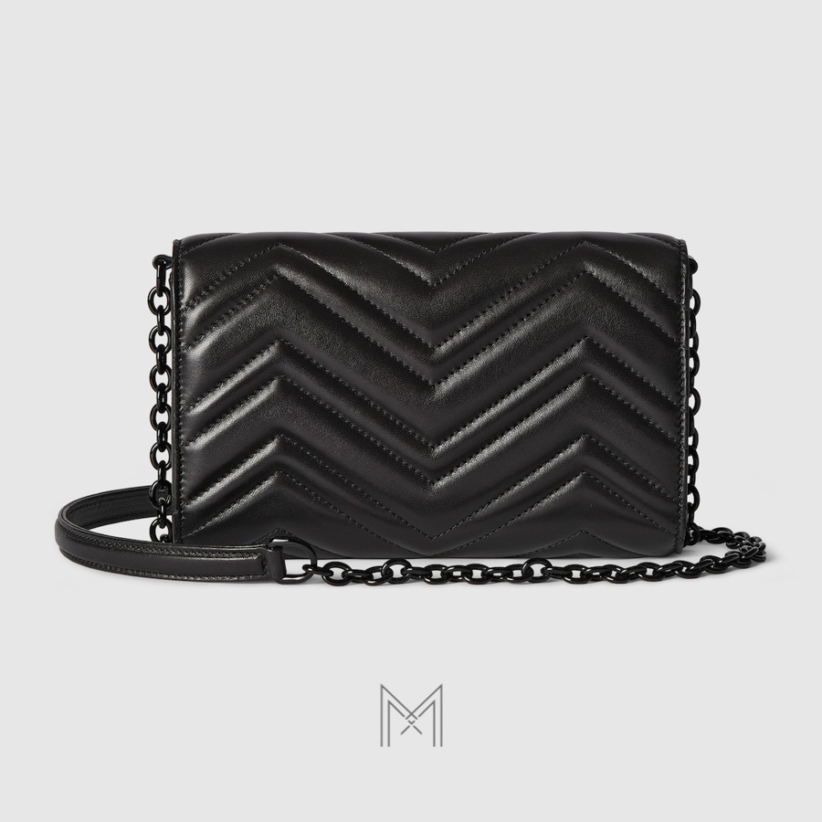 Túi đeo chéo Gucci Marmont da màu đen dây xích đen chính hãng MTG14 2026 Túi đeo chéo Gucci Marmont da màu đen dây xích đen chính hãng MTG14 2026