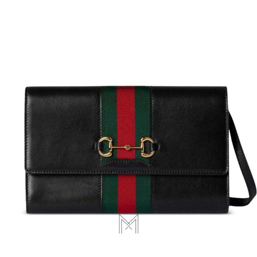 Túi đeo chéo Gucci da mềm màu đen phối dải sọc chính hãng MTG16 2026 Túi đeo chéo Gucci da mềm màu đen phối dải sọc chính hãng MTG16 2026