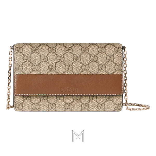 Ví đeo chéo Gucci màu nâu hoạ tiết GG Supreme hàng hiệu MVG82
