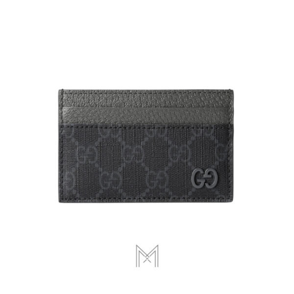 Ví đựng thẻ Gucci màu xám đen hoạ tiết canvas Supreme MVG08