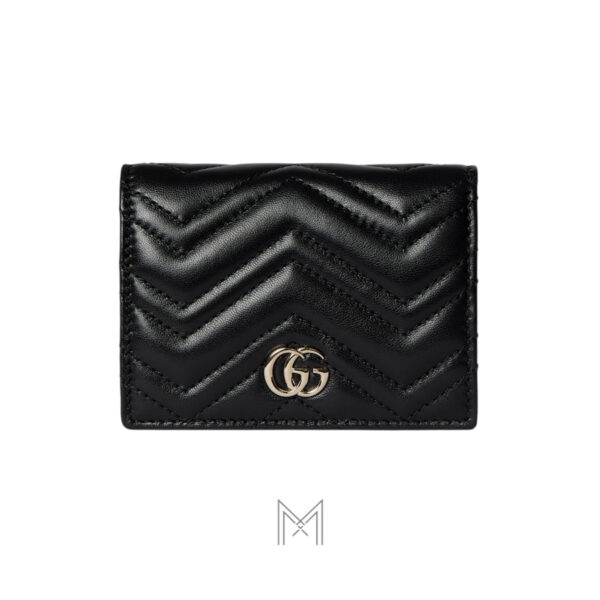 Ví nữ Gucci Marmont da nappa matelassé chevron màu đen MVG111