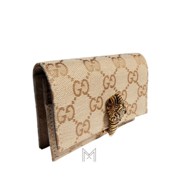 Ví Gucci đầu hổ hoạ tiết GG Supreme sand chính hãng MVG122