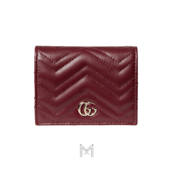 Ví Gucci Marmont da màu đỏ logo kim loại G màu vàng lMVG120
