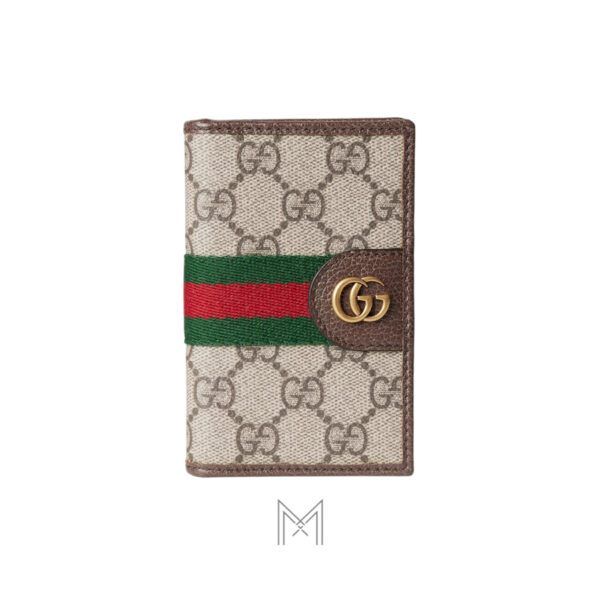 Ví ngắn Gucci phối màu hoạ tiết logo kim loại màu vàng authentic MVG26