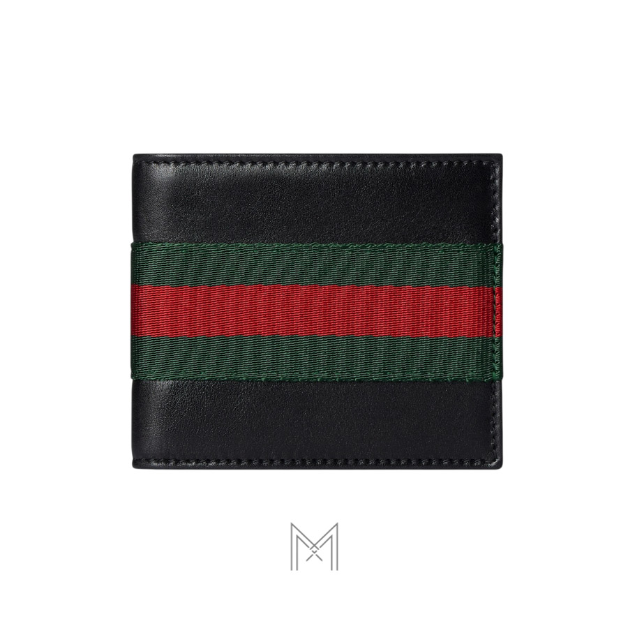 Ví ngắn Gucci màu đen da mềm phối sọc xanh đỏ hàng hiệu MVG02 2026 Ví ngắn Gucci màu đen da mềm phối sọc xanh đỏ hàng hiệu MVG02 2026