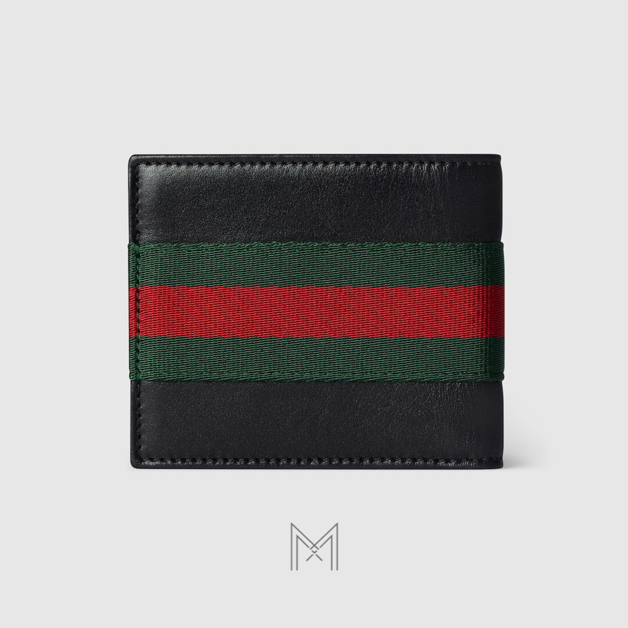 Ví ngắn Gucci màu đen da mềm phối sọc xanh đỏ hàng hiệu MVG02 2026 Ví ngắn Gucci màu đen da mềm phối sọc xanh đỏ hàng hiệu MVG02 2026