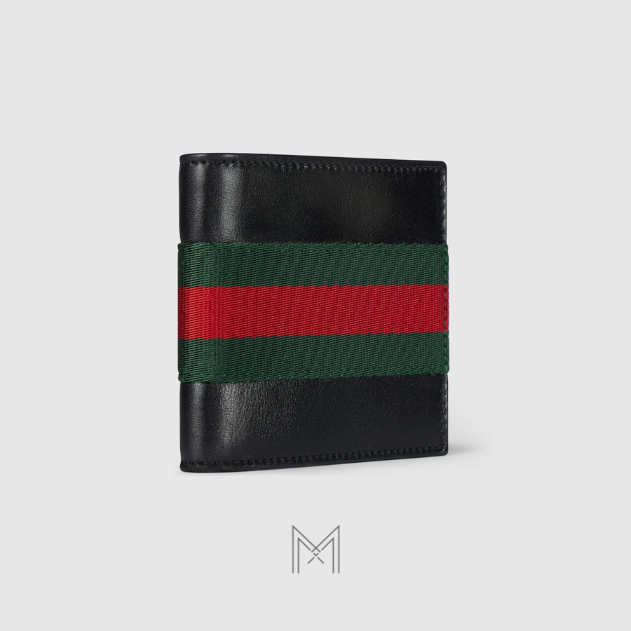 Ví ngắn Gucci màu đen da mềm phối sọc xanh đỏ hàng hiệu MVG02 2026 Ví ngắn Gucci màu đen da mềm phối sọc xanh đỏ hàng hiệu MVG02 2026