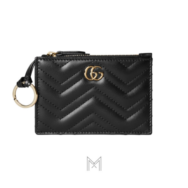 Ví ngắn Gucci màu đen da nappa logo GG kim loại màu vàng MVG105