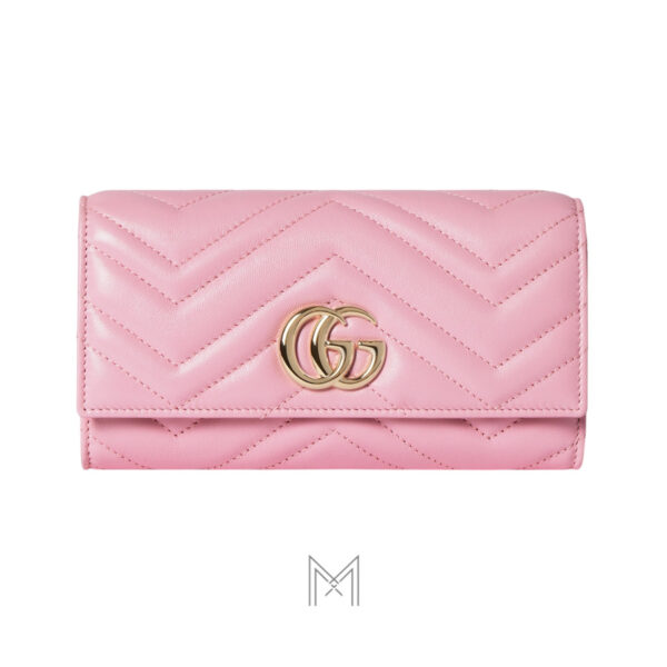 Ví nữ Gucci Marmont chính hãng màu hồng da chần bông MVG72