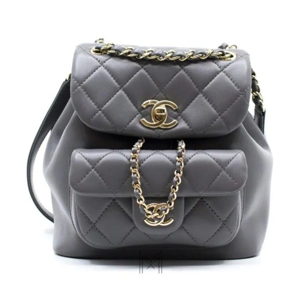 Balo Chanel mini màu xám Caviar chính hãng MCN18
