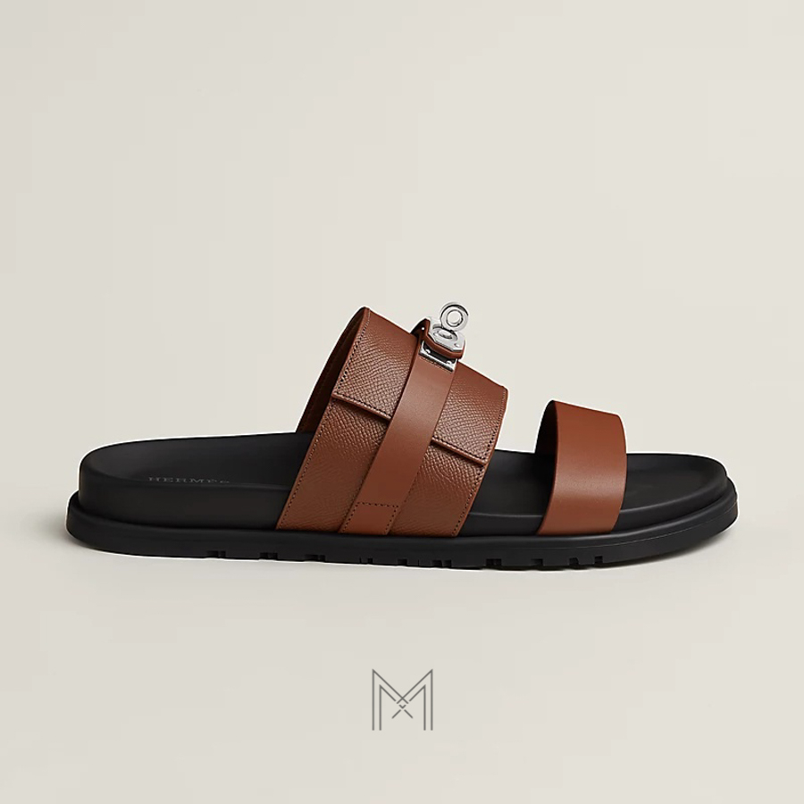 Dép quai ngang Hermes Jackson màu nâu hàng hiệu MGH049 2026 Dép quai ngang Hermes Jackson màu nâu hàng hiệu MGH049 2026