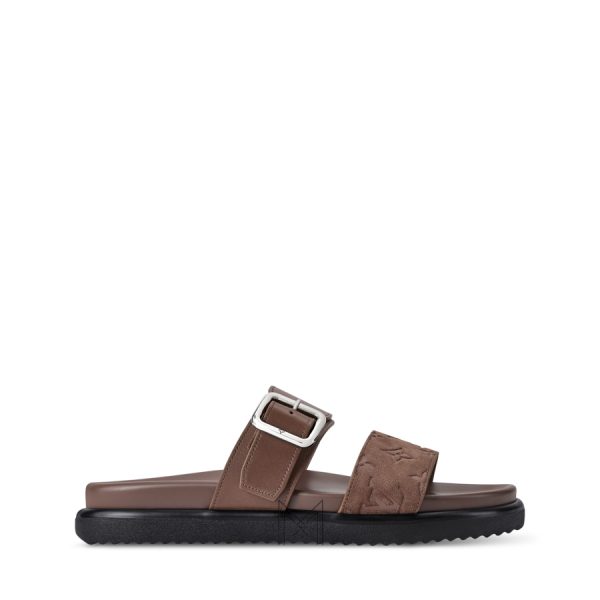 Dép 2 quai ngang Louis Vuitton Venice màu nâu authentic MHDL030