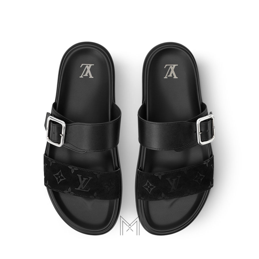 Dép 2 quai ngang Louis Vuitton Venice màu đen authentic MHDL031 2026 Dép 2 quai ngang Louis Vuitton Venice màu đen authentic MHDL031 2026