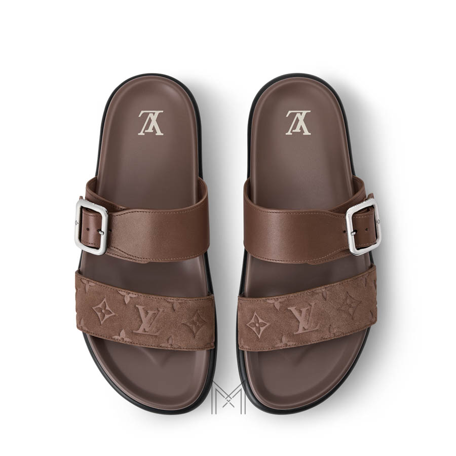 Dép 2 quai ngang Louis Vuitton Venice màu nâu authentic MHDL030 2026 Dép 2 quai ngang Louis Vuitton Venice màu nâu authentic MHDL030 2026
