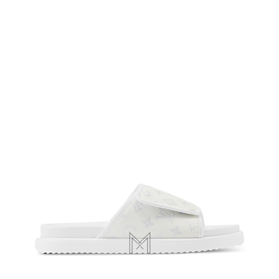 Dép Louis Vuitton Miami quai ngang màu trắng authentic MHDL025 2026 Dép Louis Vuitton Miami quai ngang màu trắng authentic MHDL025 2026