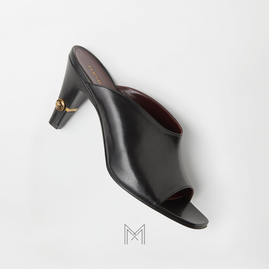 Dép cao gót Versace Giulietta Mules 80 mm màu đen MDV40 2026 Dép cao gót Versace Giulietta Mules 80 mm màu đen MDV40 2026