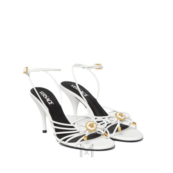 Sandals cao gót Versace Opera Bow Nappa 85mm màu trắng MDV21