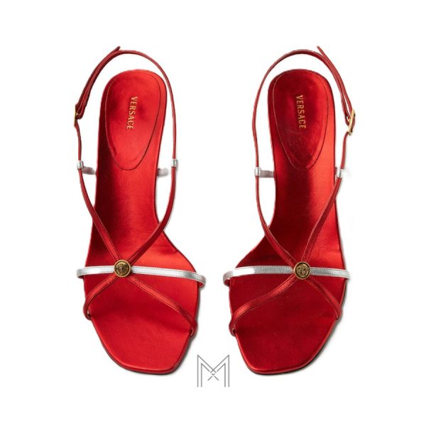 Sandals Versace Valentina Metallic 80 mm màu đỏ chính hãng MDV46
